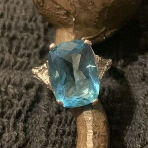 Vintage Premier Design Silver Ring with Blue Stone Size 4